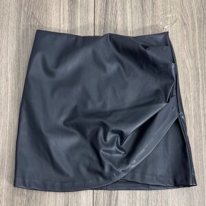 Black Faux Leather Mini Skirt Asymmetrical Y2K Night Out Size S NWT